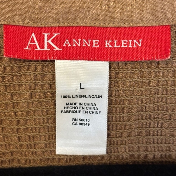 Vintage Anne Klein 100% linen Brown Blazer SZ Large - Picture 8 of 12